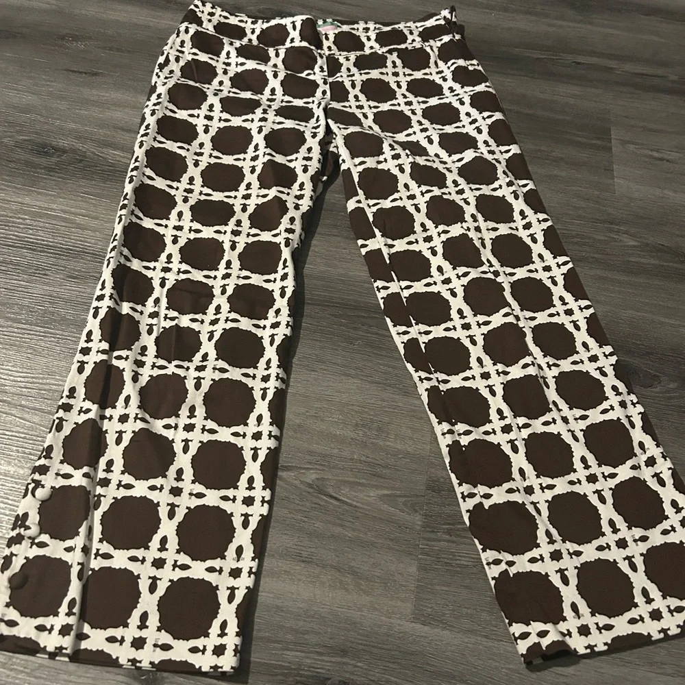 Lilly Pulitzer Brown and White Patterned Pants